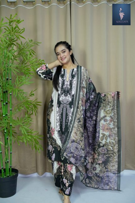 মাইক্রো স্ট্রিজ ফেব্রিক্স থ্রি পিস ৩